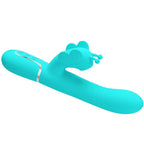 PRETTY LOVE - 4-IN-1 MULTIFUNCTIONAL RABBIT VIBRATOR, AQUA GREEN BUTTERFLY