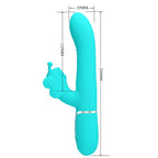 PRETTY LOVE - 4-IN-1 MULTIFUNCTIONAL RABBIT VIBRATOR, AQUA GREEN BUTTERFLY