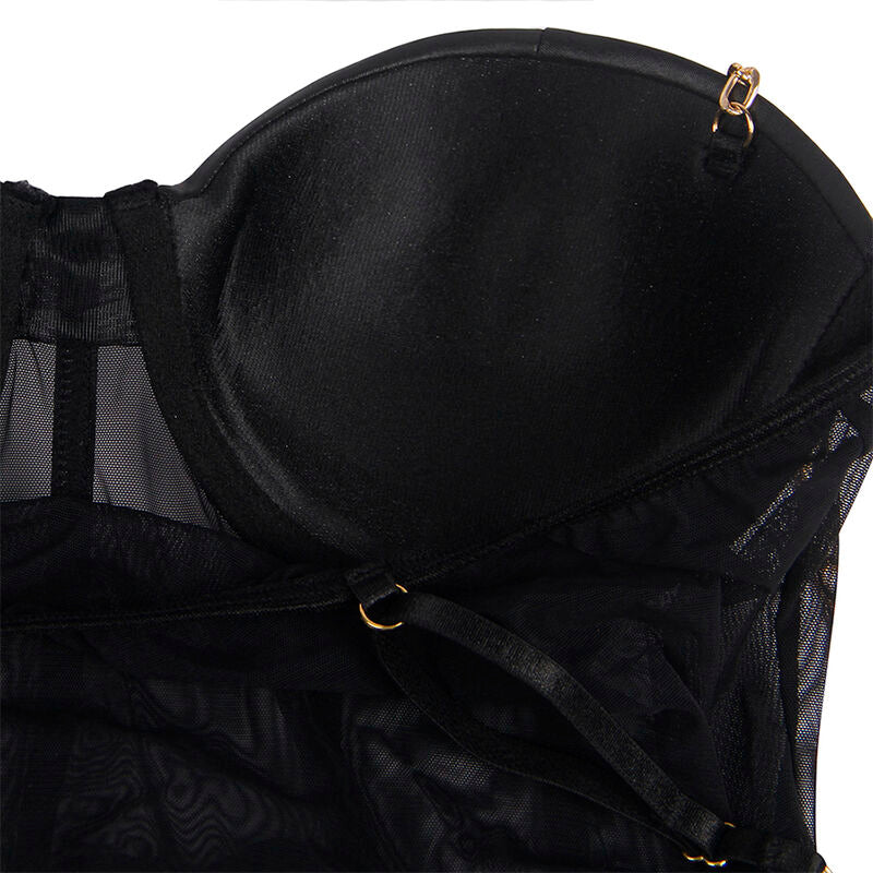 SUBBLIME - BLACK CHAIN ​​STRAPS BODYSUIT S/M