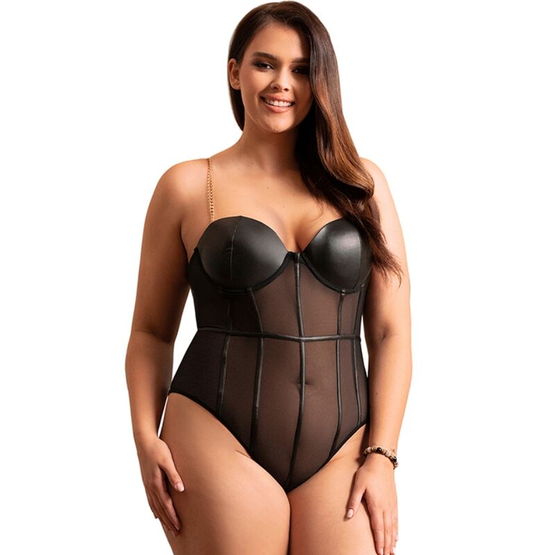 SUBBLIME - BLACK CHAIN ​​STRAPS BODYSUIT S/M