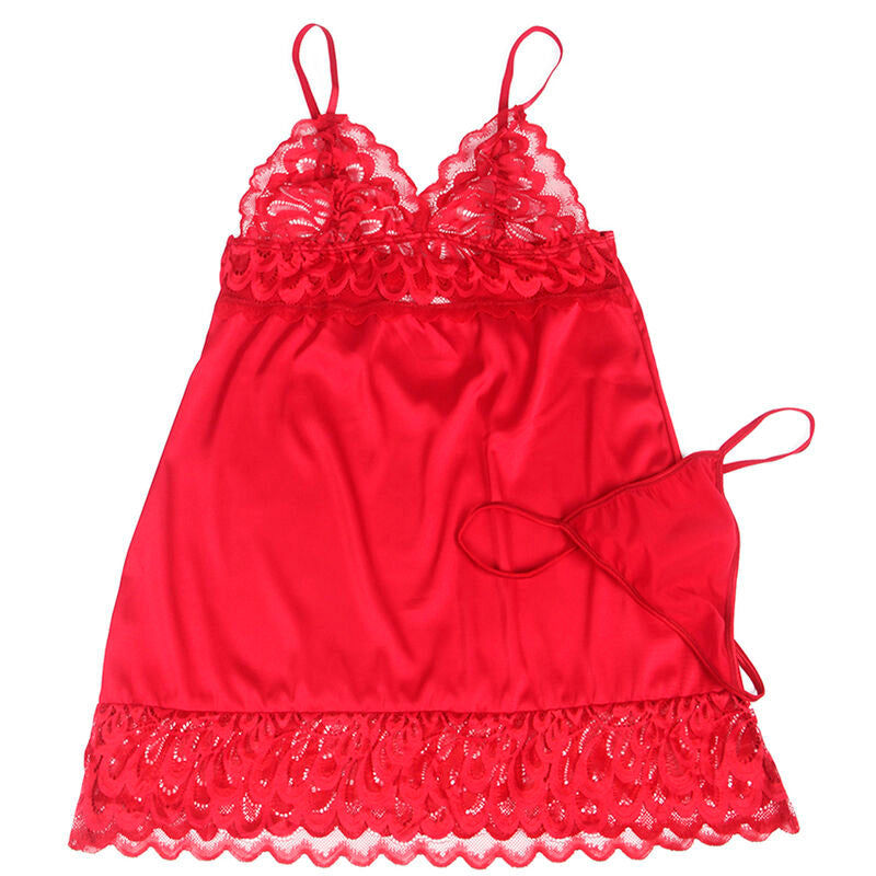 SUBBLIME - BABYDOLL IN SATIN WITH RED LACE S/M
