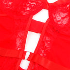 SUBBLIME - ORSACCHIOTTO CON GIARRETTIERA CON DETTAGLIO IN PIZZO E STRISCE ROSSO S/M