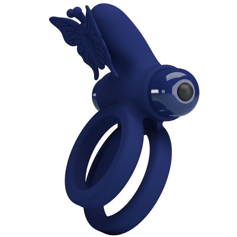 JRETTY LOVE - JAMELE DOUBLE ANNEAU AVEC VIBRATION ET STIMULATEUR PAPILLON BLEU