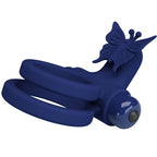 JRETTY LOVE - JAMELE DOUBLE ANNEAU AVEC VIBRATION ET STIMULATEUR PAPILLON BLEU