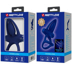 PRETTY LOVE - TAPIS DOUBLE ANNEAU AVEC VIBRATION ET STIMULATEUR BLEU