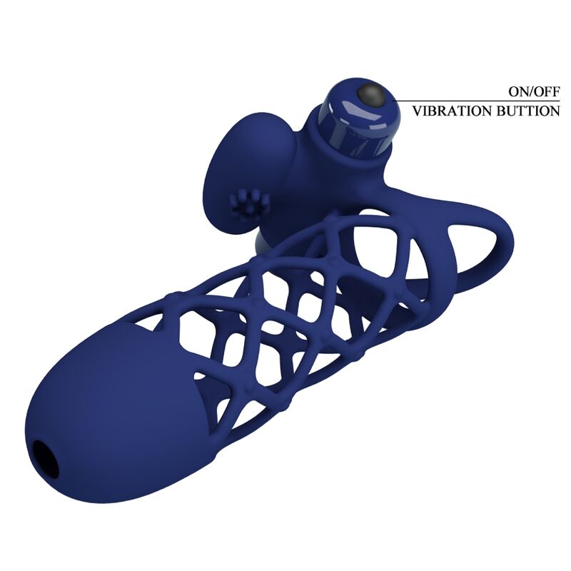 PRETTY LOVE - GIANN VIBRATING RING WITH BLUE SILICONE SHEATH