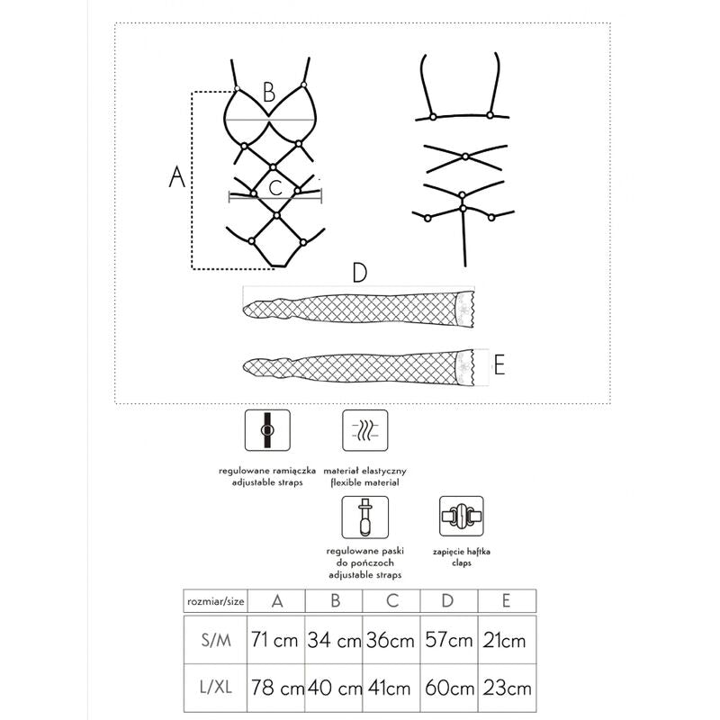 LIVCO CORSETTI FASHION - THIARA LC 20213 ENSEMBLE BODY + BAS NOIR S/M