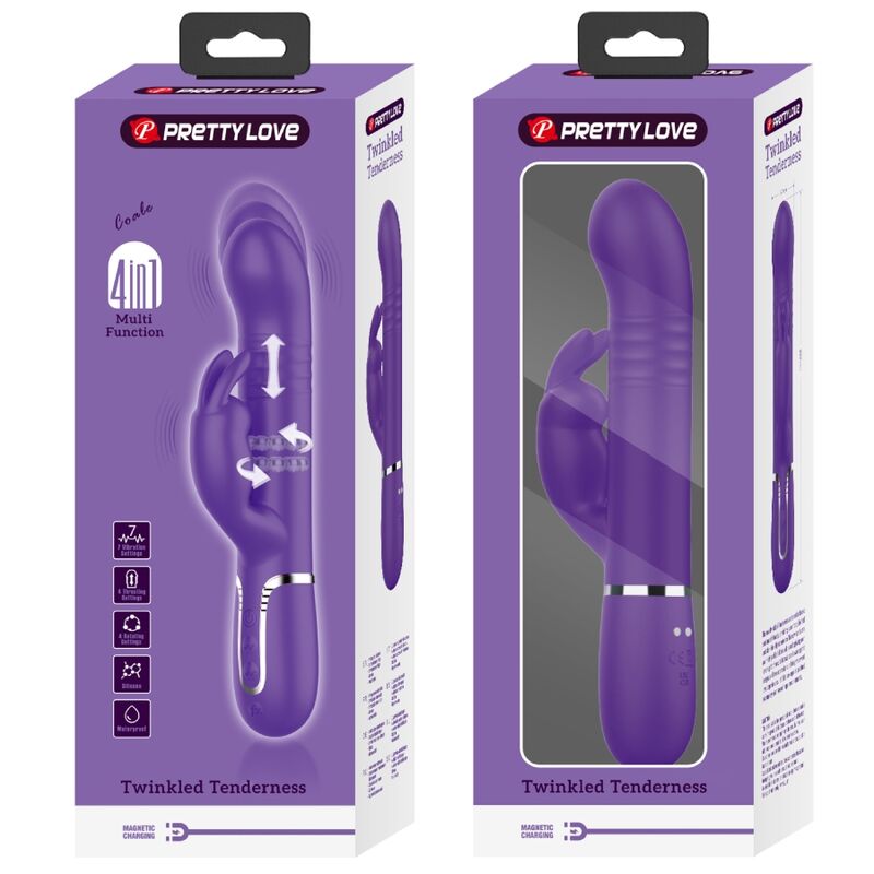 PRETTY LOVE - VIBRATEUR LAPIN AU CHARBON VIOLET 4 EN 1
