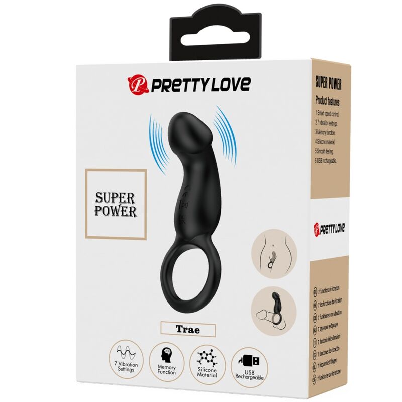 PRETTY LOVE - ANNEAU VIBRANT TRAE AVEC STIMULATEUR NOIR