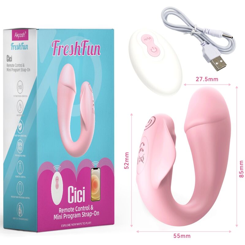 ARMONY - FRESHFUN CICI VIBRATEUR À PORTÉE DE MAIN AVEC TÉLÉCOMMANDE ET APPLICATION 10 VIBRATIONS ROSE