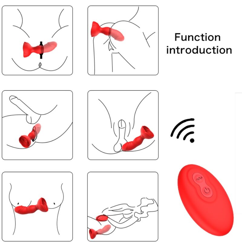 ARMONY - EXTREME A BLOOM ROSE VIBRATOR AND REMOTE CONTROL RED BUTT PLUG