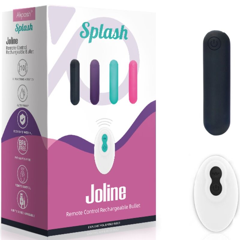 ARMONY - SPLASH JOLINE VIBRATEUR EN SILICONE AVEC TÉLÉCOMMANDE, 10 MODES DE VIBRATION, 65 X 15 CM, NOIR