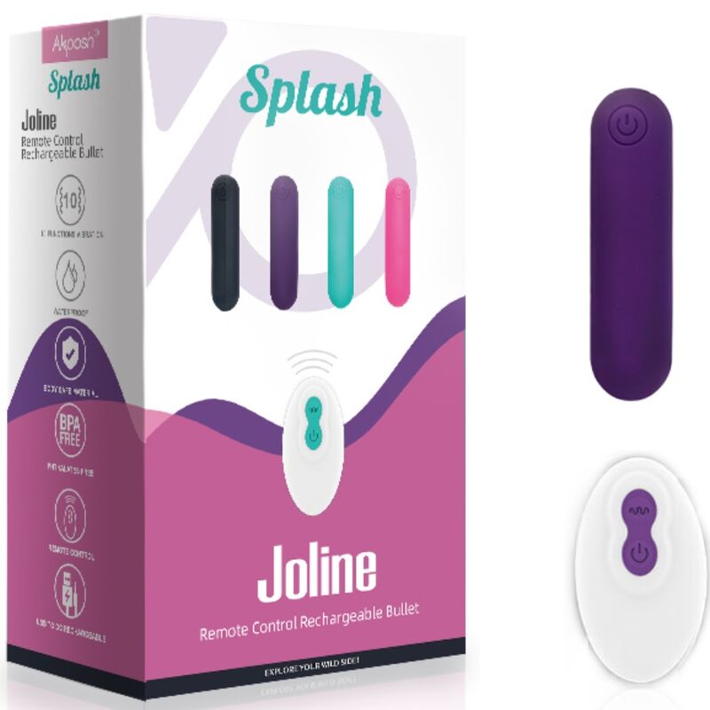 ARMONY - SPLASH JOLINE VIBRATEUR EN SILICONE AVEC TÉLÉCOMMANDE, 10 VIBRATIONS, 6,5 x 1,5 cm, VIOLET