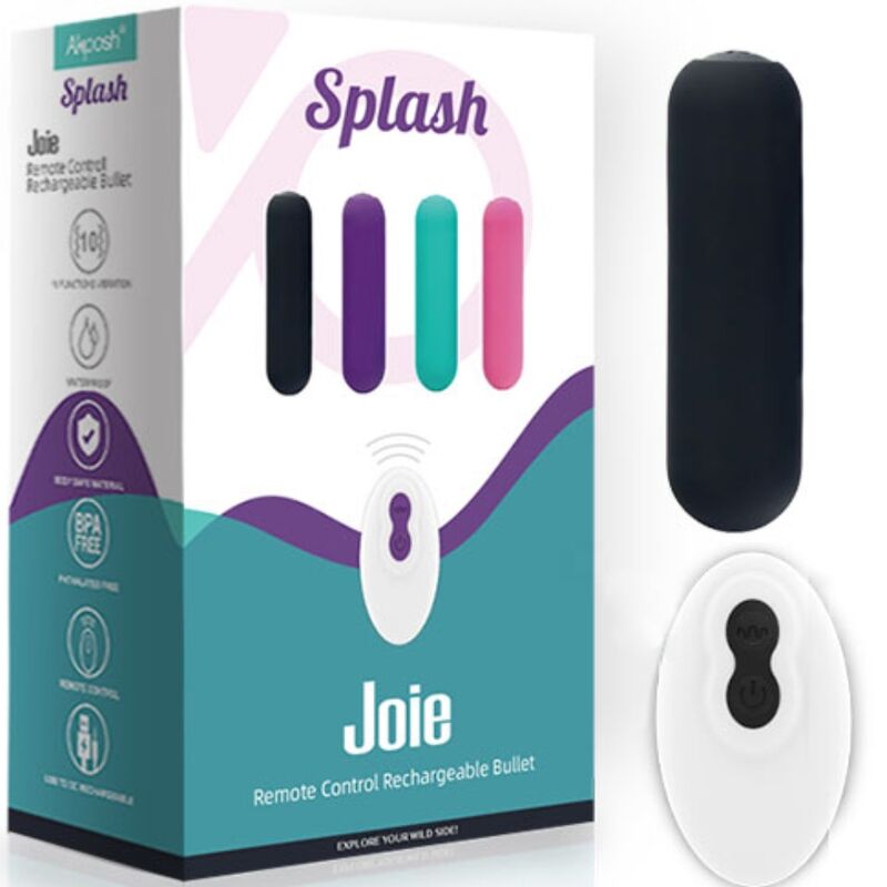 ARMONY - SPLASH JOIE VIBRATEUR EN SILICONE AVEC TÉLÉCOMMANDE, 10 MODES DE VIBRATION, 75 X 19 CM, NOIR
