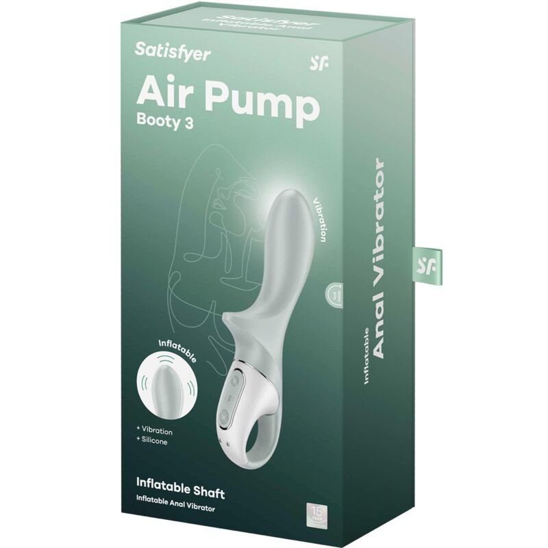 SATISFYER - AIR PUMP BOOTY 3 VIBRATORE ANALE GONFIABILE GRIGIO VERDE