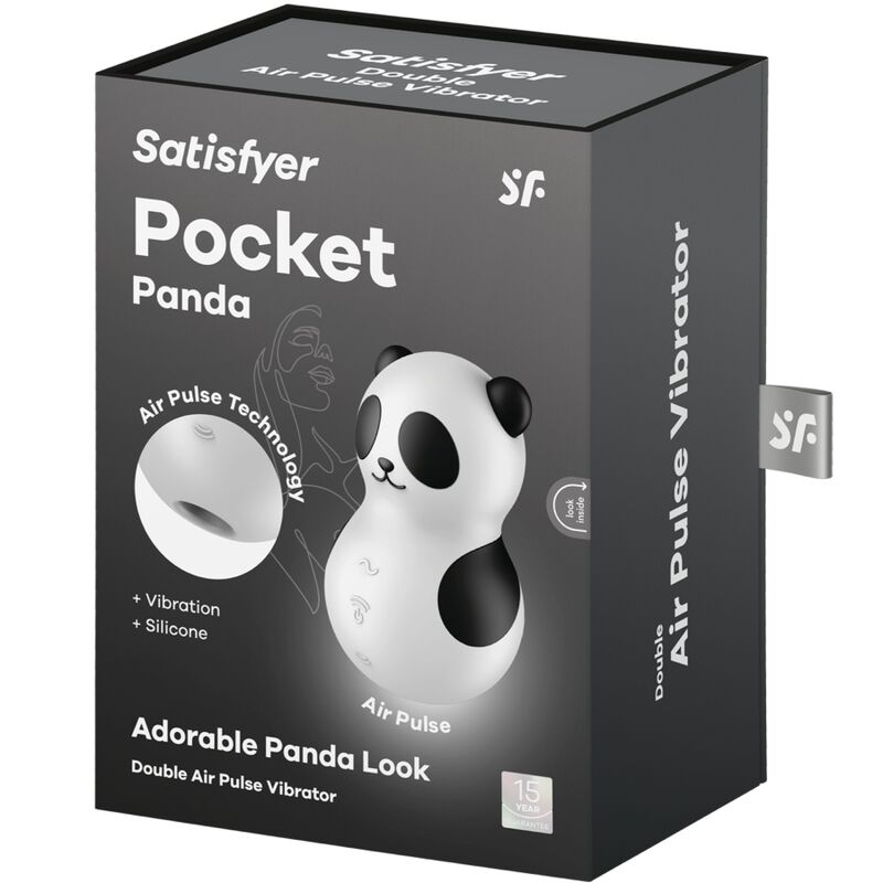 SATISFYER - POCKET PANDA STIMULATOR AND VIBRATOR IN BLACK AND WHITE