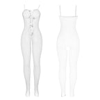SUBBLIME - 951740 BODYSTOCKING BIANCO A RETE SENZA CAVALLO CON FIOCCHI TAGLIA UNICA