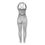 SUBBLIME - 951788 BODYSTOCKING LUNGO A RETE CON SPALLINE SU PETTO E SCHIENA NERO TAGLIA UNICA
