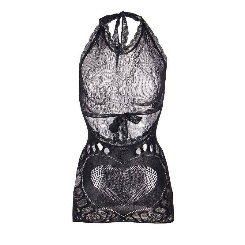 SUBBLIME - 952075 SHORT MESH DRESS WITH BACK AND HEART DETAIL BLACK ONE SIZE