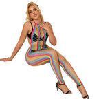 SUBBLIME - 952358 BODYSTOCKING CON COLLO ALTO IN RETE ARCOBALENO XS/M