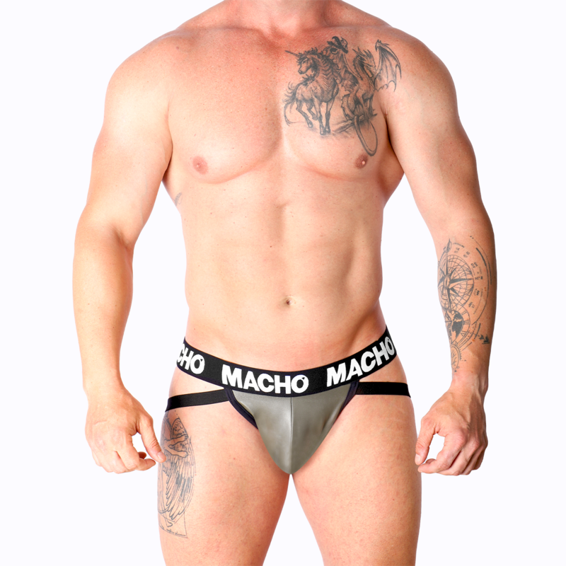 MACHO - MX27GR JOCK EN CUIR GRIS BEIGE S