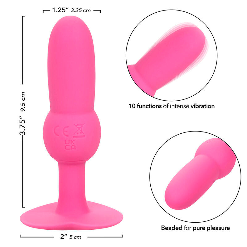CALEXOTICS - PREMIÈRE FOIS PLUG ANAL À SONDES ET PERLES 10 VIBRATIONS ROSE