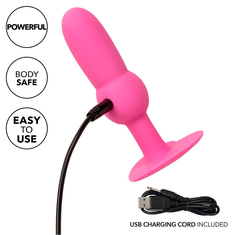 CALEXOTICS - PREMIÈRE FOIS PLUG ANAL À SONDES ET PERLES 10 VIBRATIONS ROSE