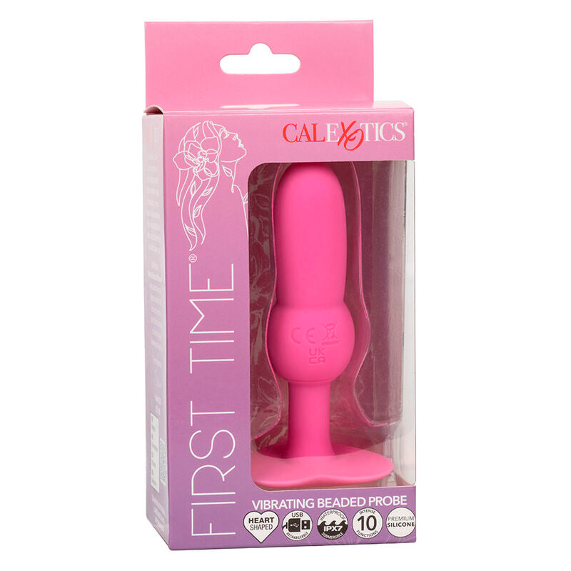 CALEXOTICS - PREMIÈRE FOIS PLUG ANAL À SONDES ET PERLES 10 VIBRATIONS ROSE