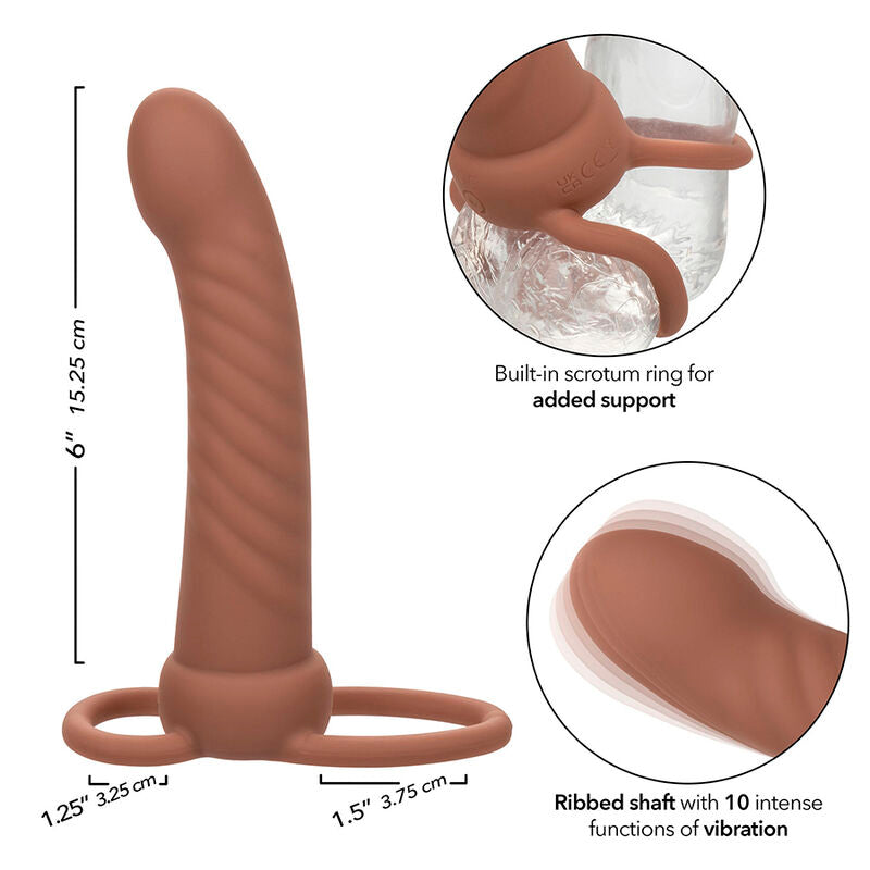 CALEXOTICS - MAXX NERVÉ DOUBLE PÉNÉTRATION 10 VIBRATIONS MARRON