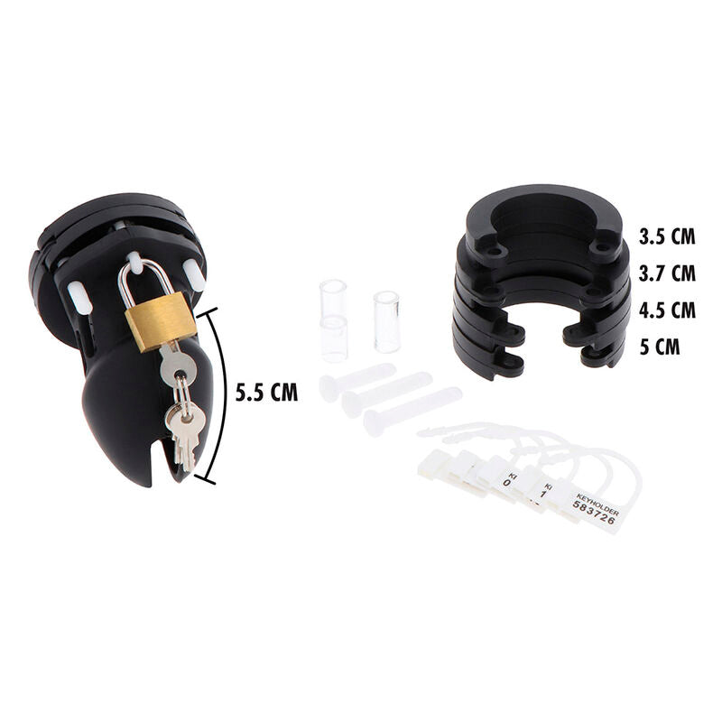 DÉSIR CACHÉ - CAGE À PÉNIS EN SILICONE EXTRÊME TAILLE S NOIRE