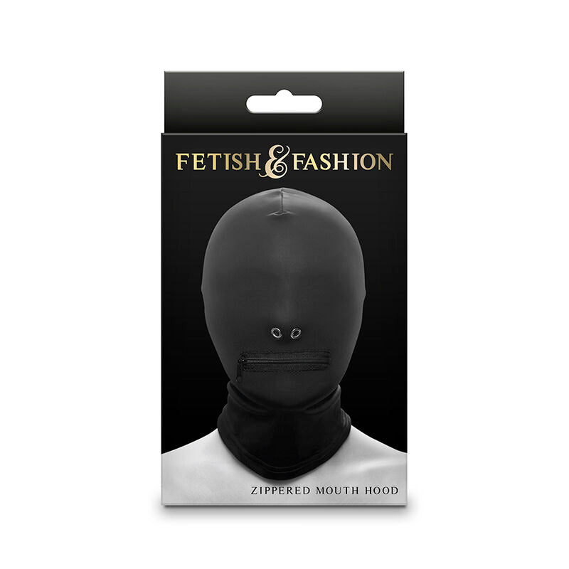 NS NOVELTIES - FETISH &amp; FASHION BLACK NYLON ZIPPERED CLOSED MOUTH HOOD