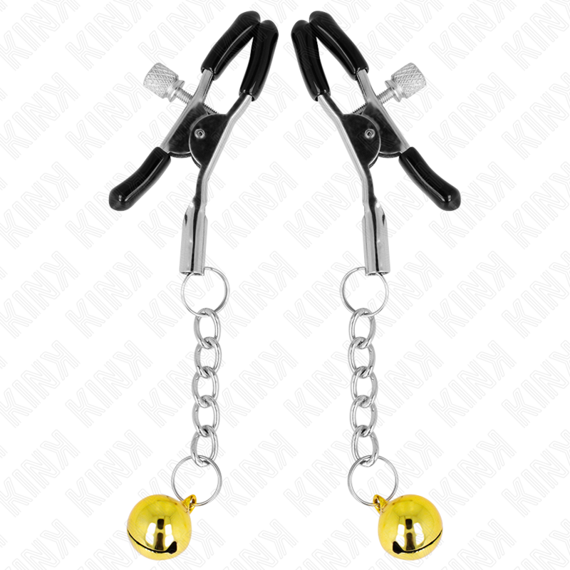 KINK - 6 CM GOLD JINGLE BELL PENDANT NIPPLE CLAMPS