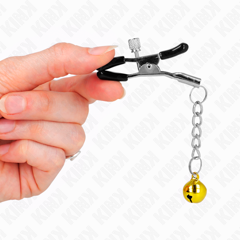 KINK - 6 CM GOLD JINGLE BELL PENDANT NIPPLE CLAMPS