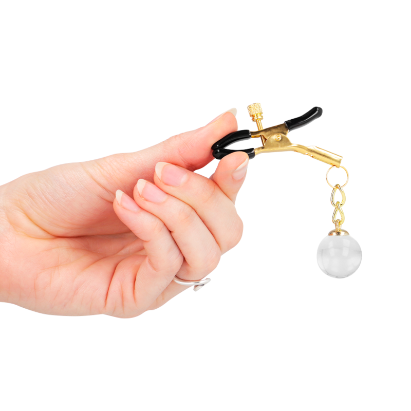 KINK - 6 CM GOLD GLASS BEAD NIPPLE CLAMPS