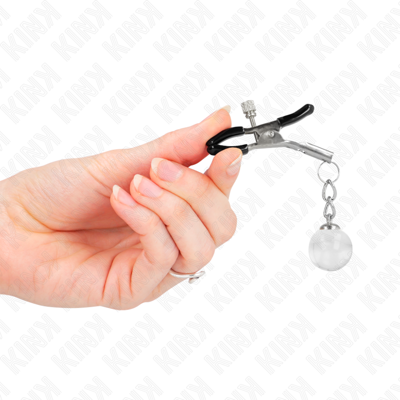 KINK - SILVER GLASS BEAD NIPPLE CLAMPS 6 CM