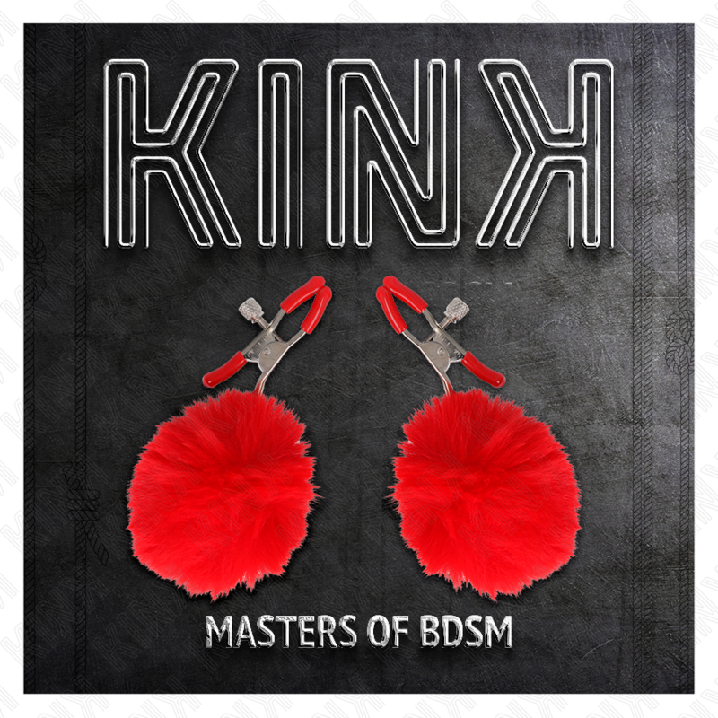 KINK - 6 CM RED FAUX FUR BALL NIPPLE CLAMPS