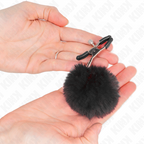KINK - 6 CM BLACK FAUX FUR BALL NIPPLE CLAMP