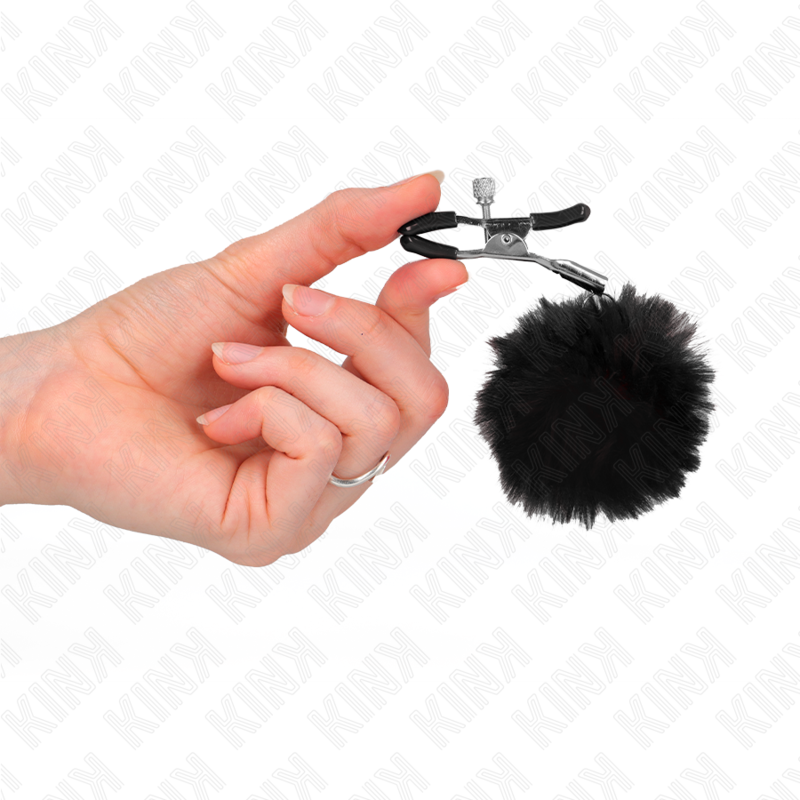 KINK - 6 CM BLACK FAUX FUR BALL NIPPLE CLAMP