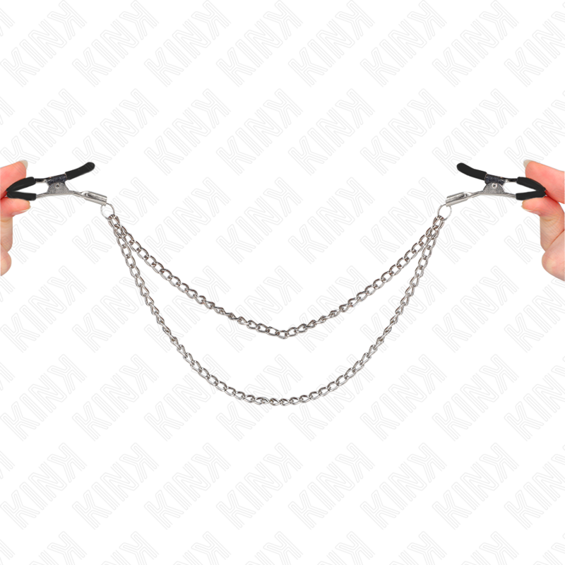 KINK - NIPPLE CLAMPS WITH 2 THICK SILVER CHAINS 20/23 CM