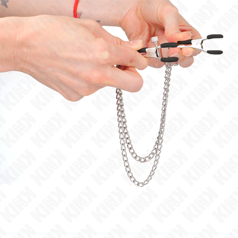 KINK - NIPPLE CLAMPS WITH 2 THICK SILVER CHAINS 20/23 CM