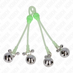 KINK - LIGHT UP SKULL NIPPLE CLAMPS WITH ADJUSTABLE BELL RING GREEN/SILVER
