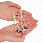 KINK - LIGHT UP SKULL NIPPLE CLAMPS WITH ADJUSTABLE BELL RING GREEN/SILVER
