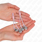 KINK - LIGHT UP SKULL NIPPLE CLAMPS WITH ADJUSTABLE BELL RING PINK/SILVER