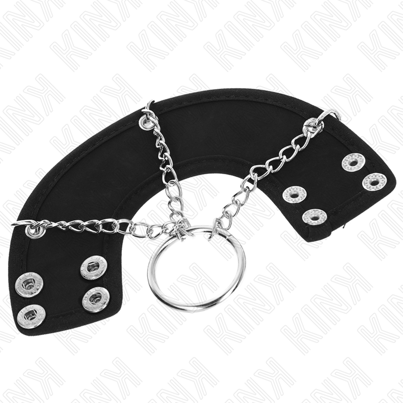 KINK - 4CM METAL CHAIN ​​COCK RING 7CM WITH LEATHER BELT