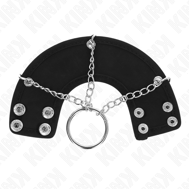 KINK - 4CM METAL CHAIN ​​COCK RING 7CM WITH LEATHER BELT