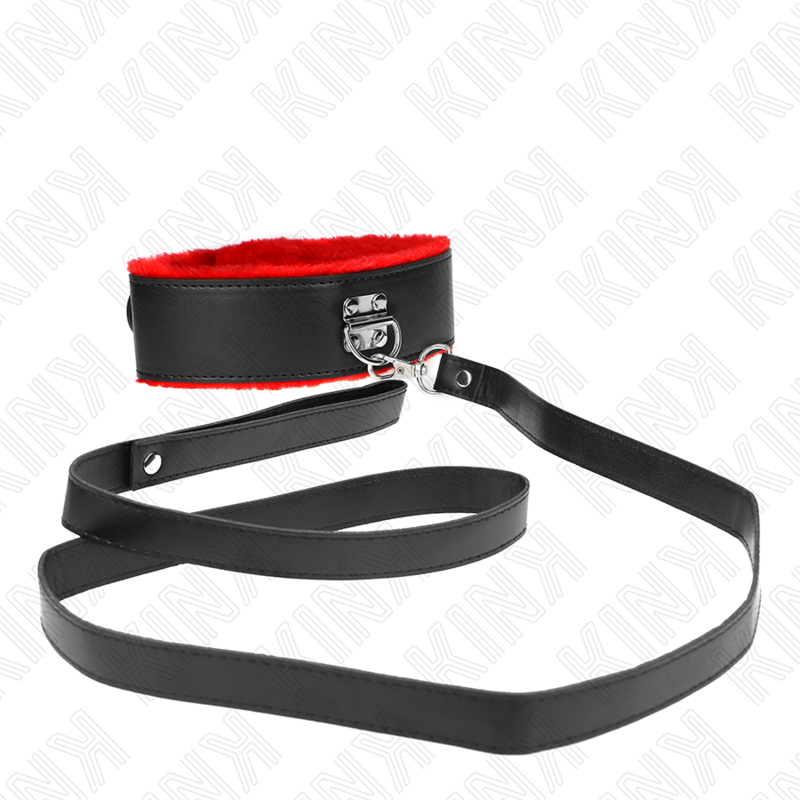 KINK - Collier ceinture de 116 cm avec bracelet en cuir rouge ajustable 40-48 cm x 6 cm