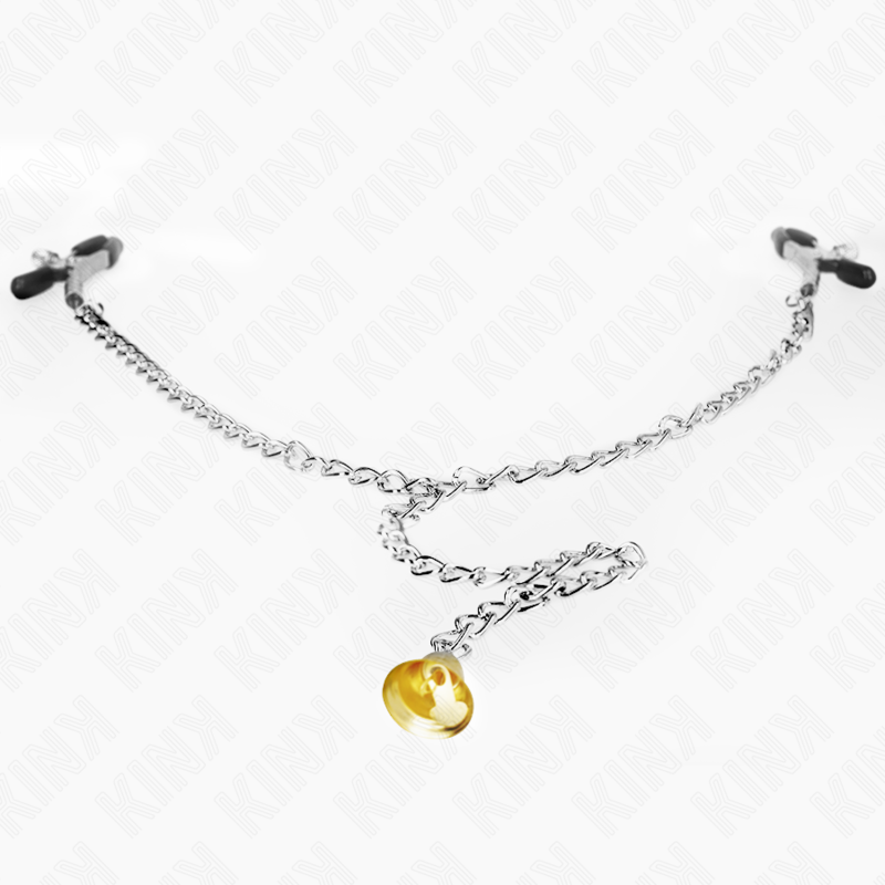 KINK - Pinces à tétons à chaîne avec pendentif corne 30 cm