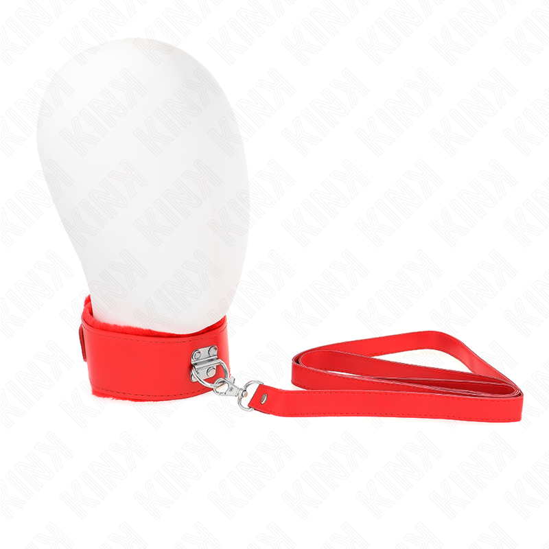 KINK - Collier laisse clouté argenté de 116 cm, modèle 4, rouge, ajustable 40-48 cm x 6 cm