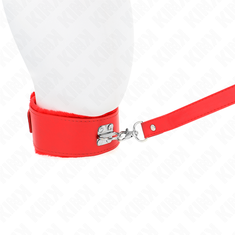 KINK - Collier laisse clouté argenté de 116 cm, modèle 4, rouge, ajustable 40-48 cm x 6 cm