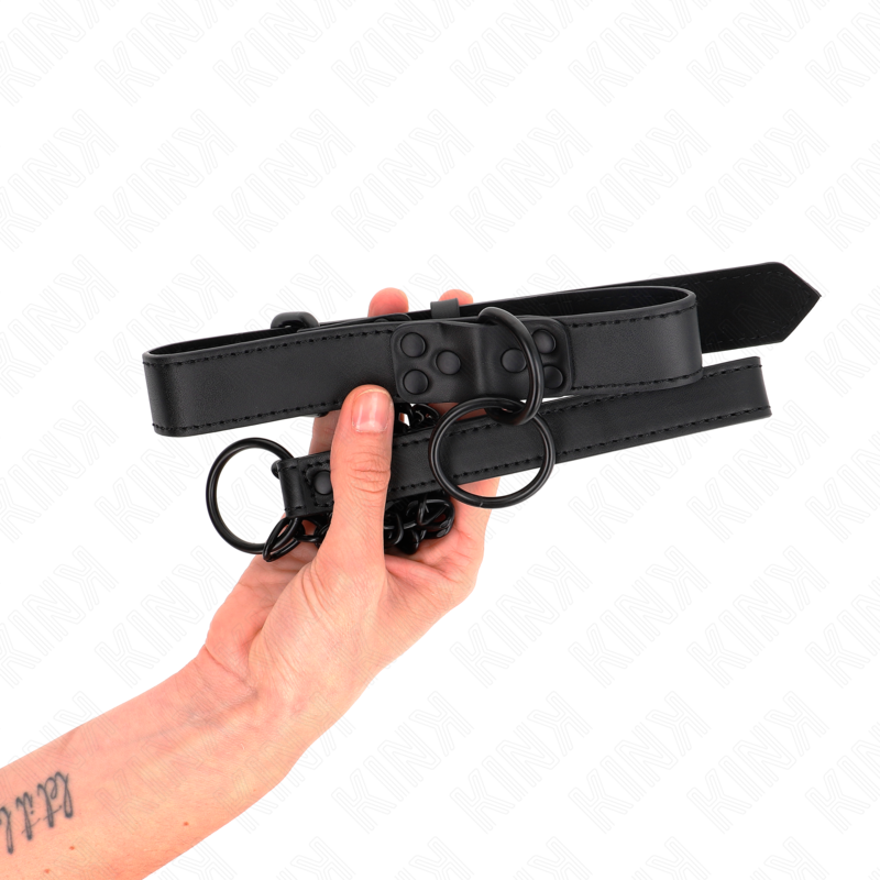 KINK - COLLIER FONCÉ AVEC LAISSE 65 CM RÉGLABLE 37-54 CM X 3 CM